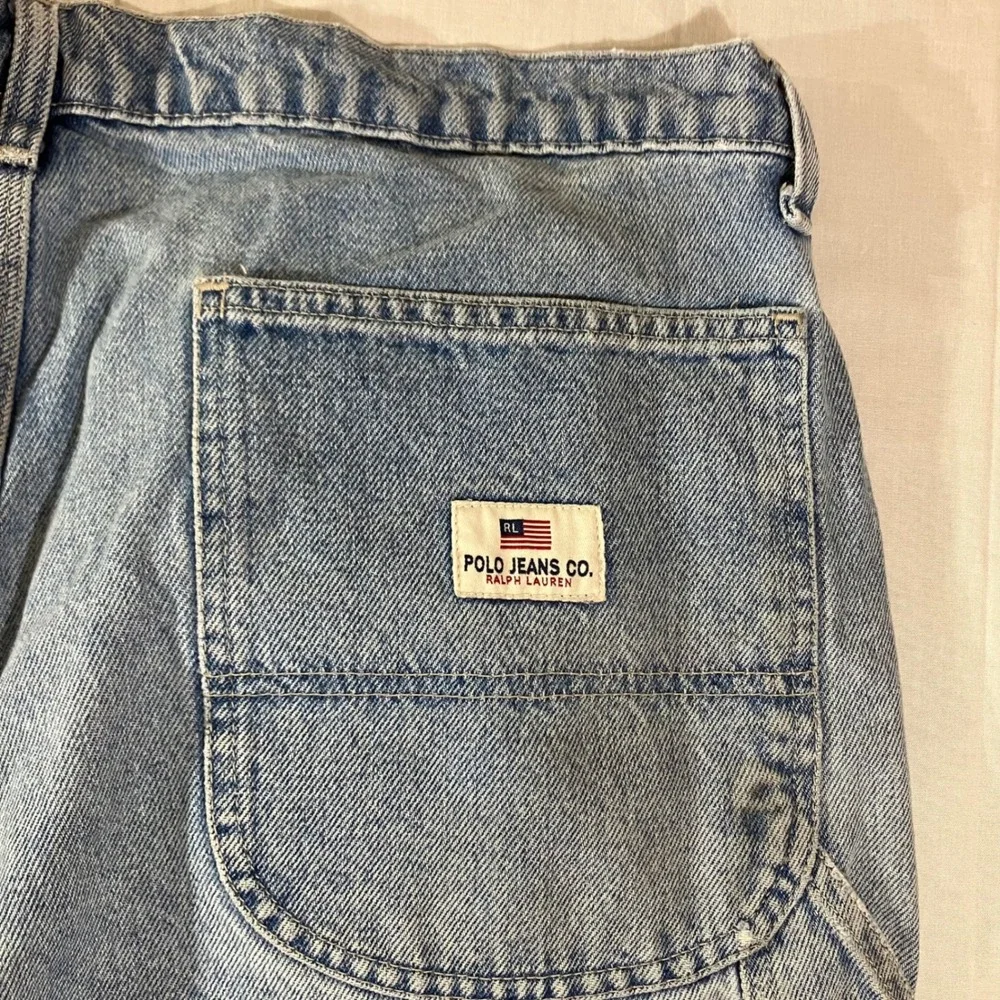 Polo Jeans Co Ralph Lauren Mens 38 Carpenter Shorts Light Wash Blue Denim Y2K